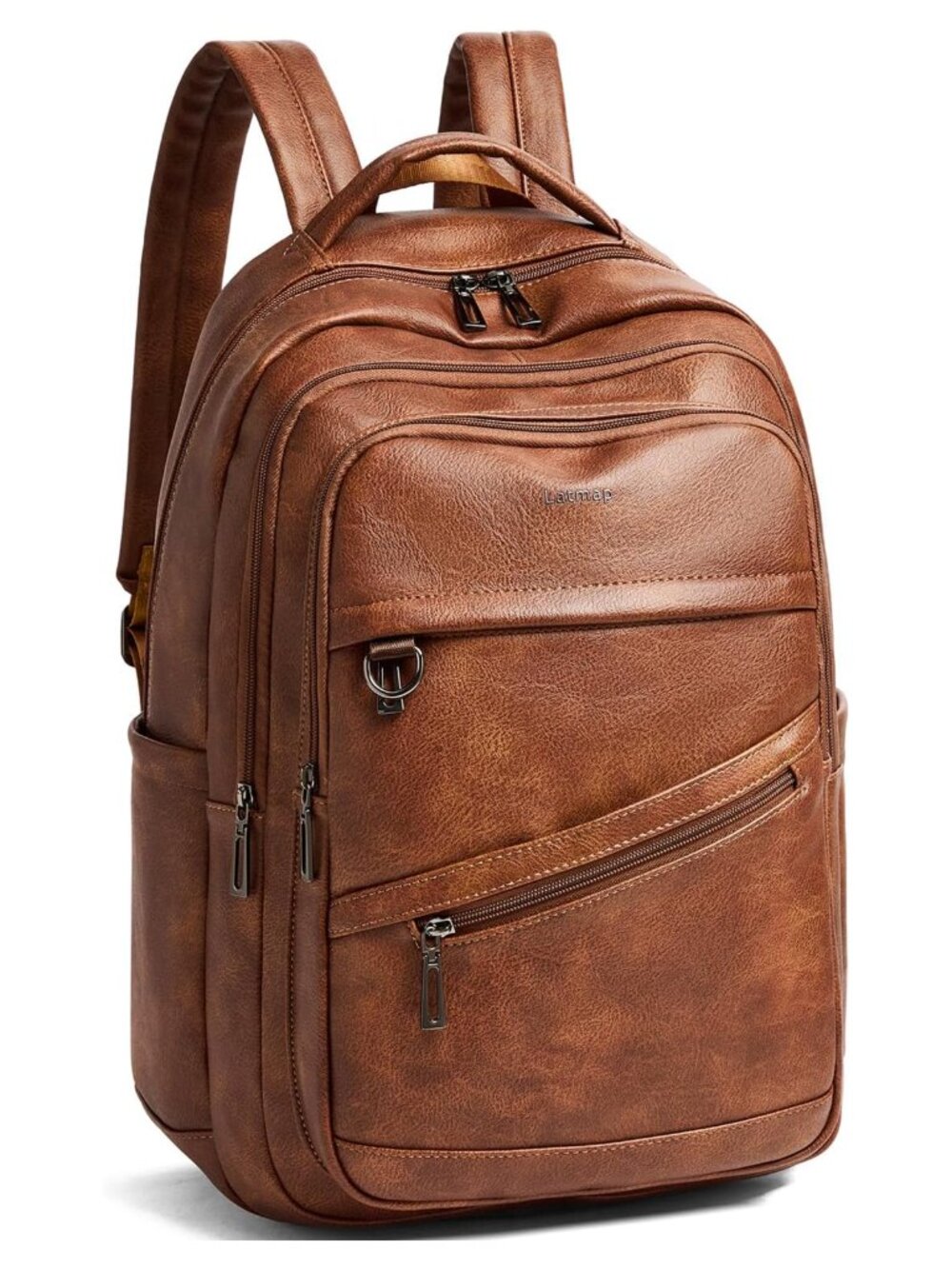 Vegan Leather Laptop Backpack Fits 16.5 Inch College Travel Carry-On